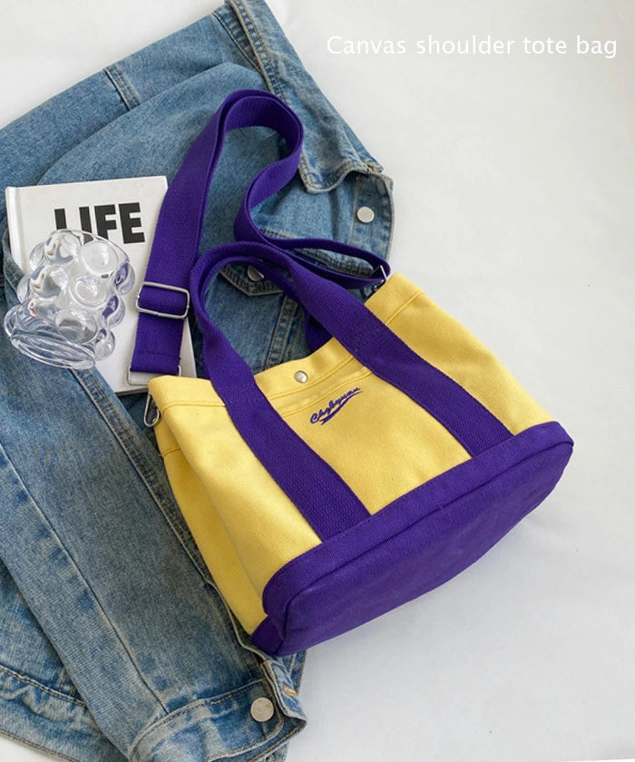 仕切りキャンバスショルダートートバッグ