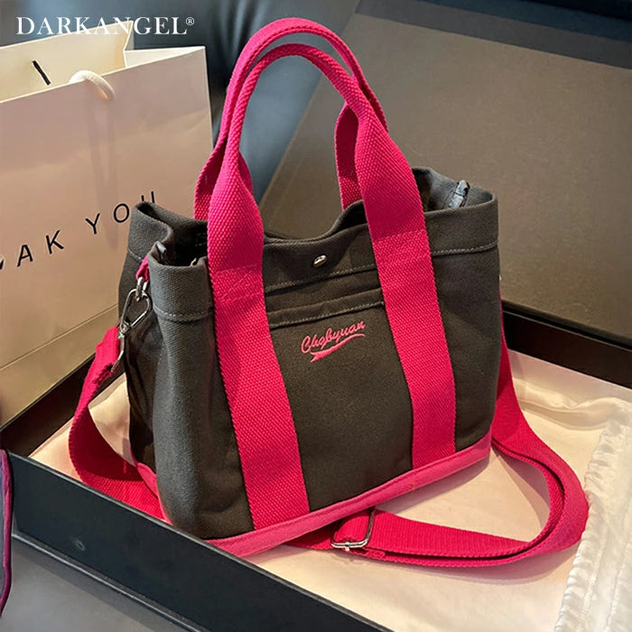 仕切りキャンバスショルダートートバッグ