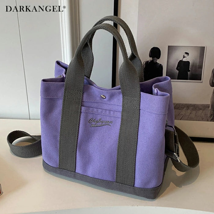 仕切りキャンバスショルダートートバッグ