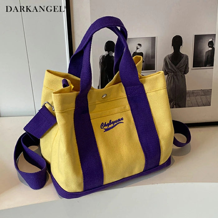 仕切りキャンバスショルダートートバッグ