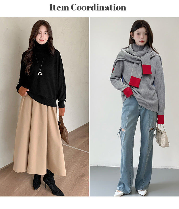 02color|袖口配色ニットセーター