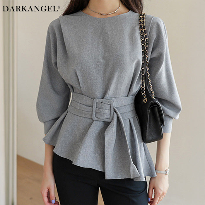 上品シルエット七分袖トップス