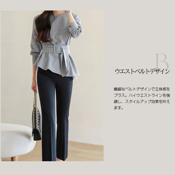 上品シルエット七分袖トップス