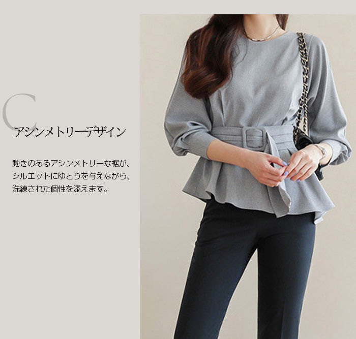 上品シルエット七分袖トップス