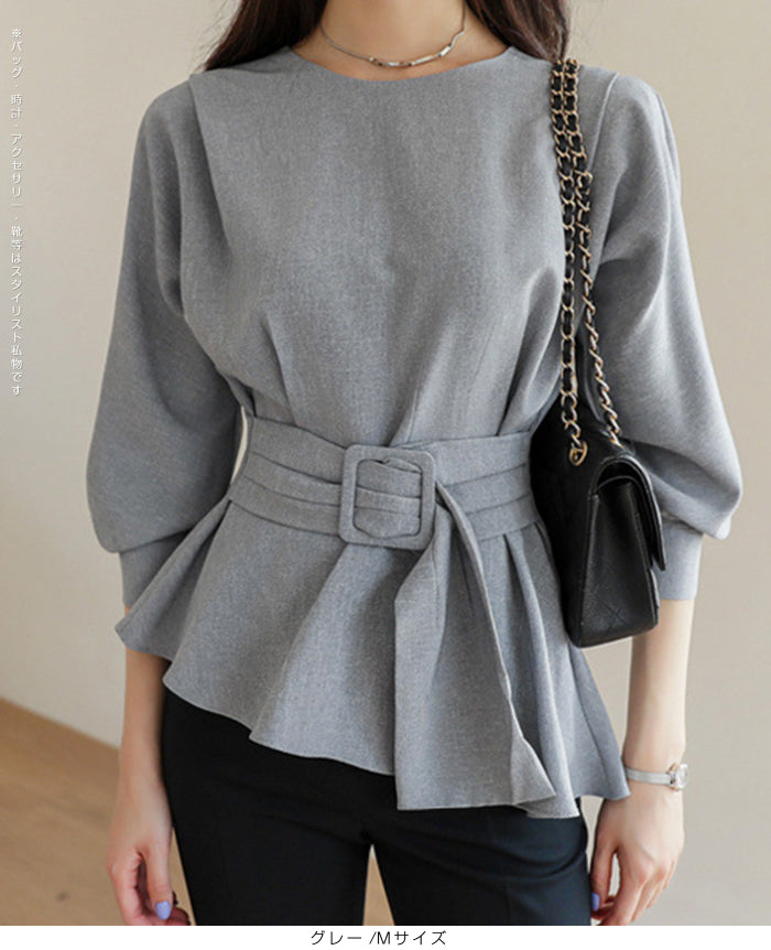 上品シルエット七分袖トップス