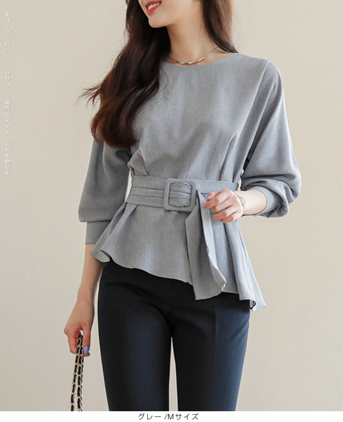 上品シルエット七分袖トップス