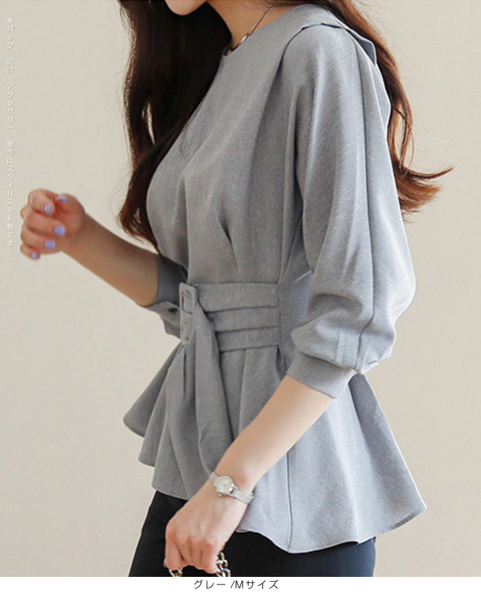 上品シルエット七分袖トップス