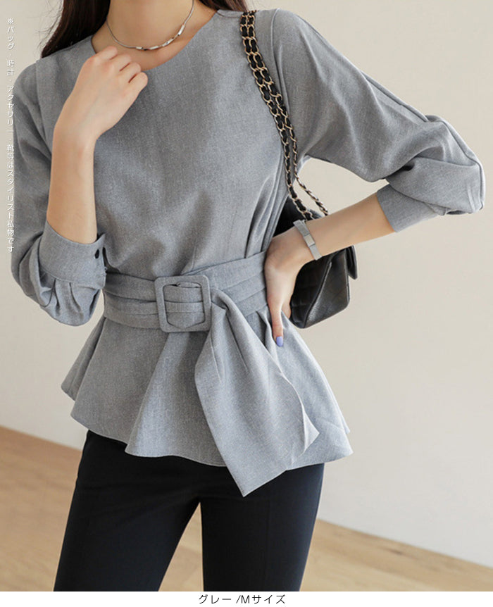 上品シルエット七分袖トップス