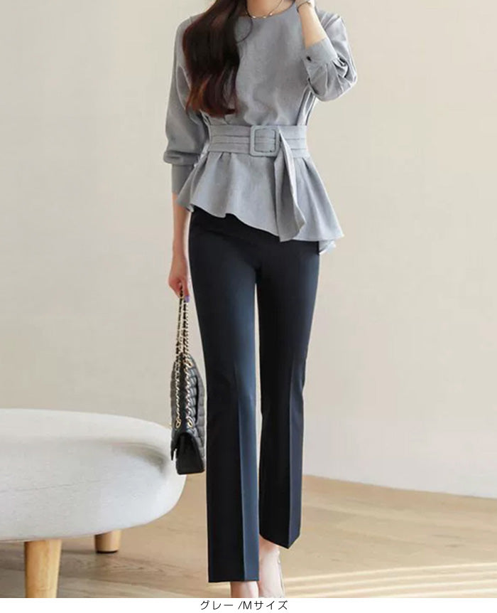 上品シルエット七分袖トップス