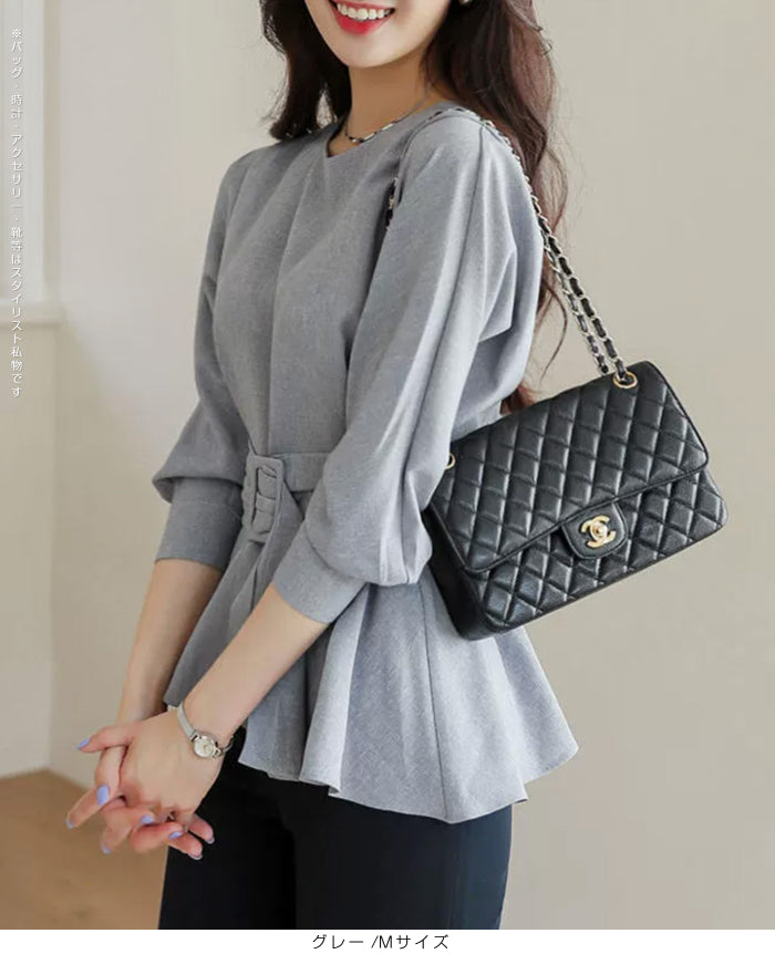 上品シルエット七分袖トップス