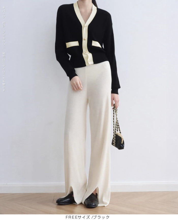 バイカラーショート丈カーディガン