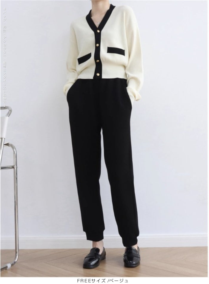 バイカラーショート丈カーディガン