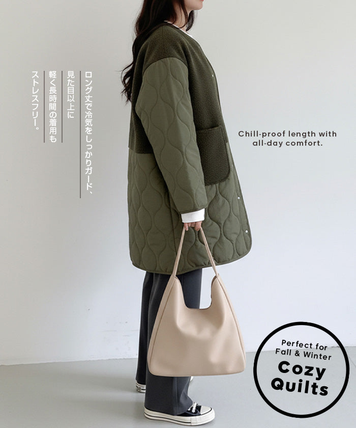 ボアキルティングコート