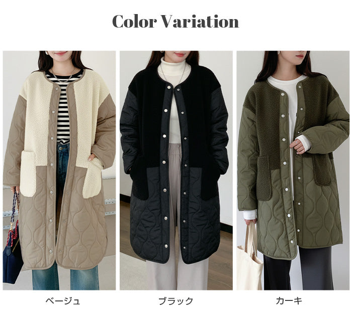 ボアキルティングコート