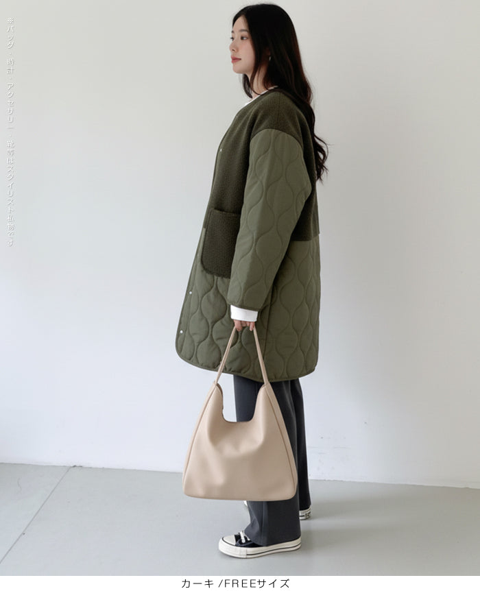 ボアキルティングコート