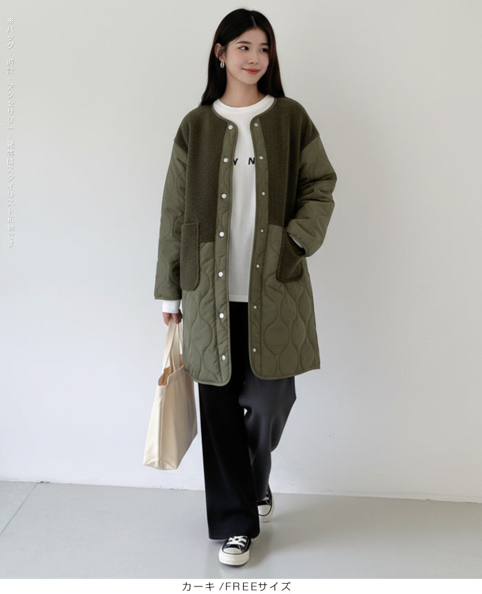 ボアキルティングコート