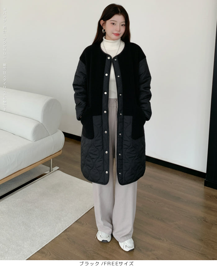 ボアキルティングコート