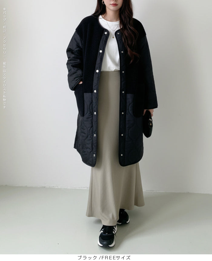 ボアキルティングコート