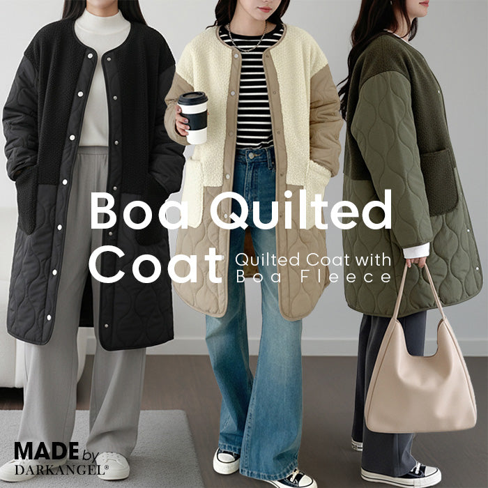 ボアキルティングコート