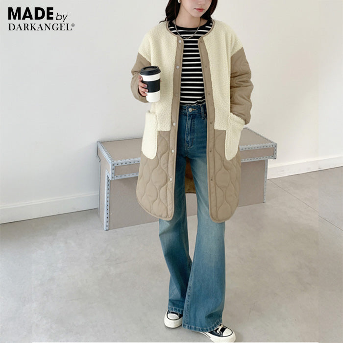 ボアキルティングコート