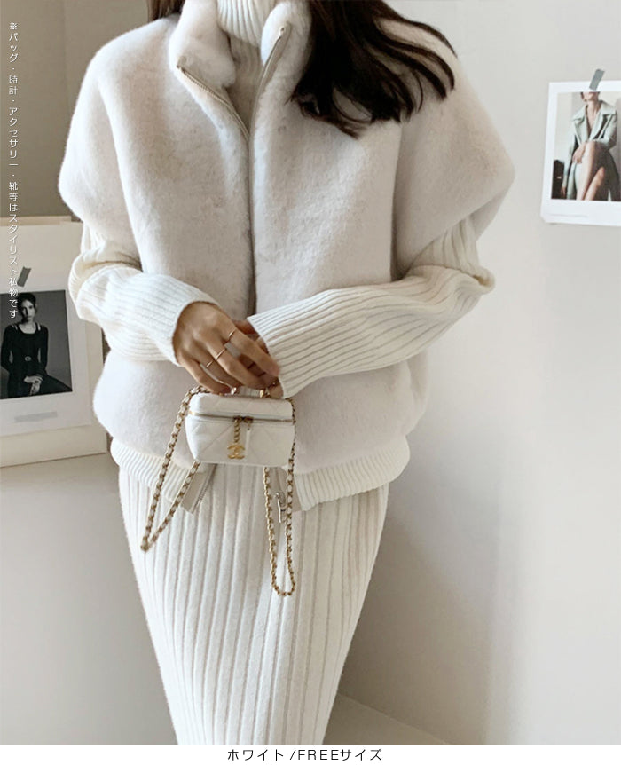 立ち襟フェイクファーベスト