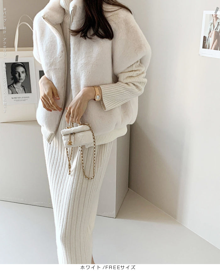 立ち襟フェイクファーベスト