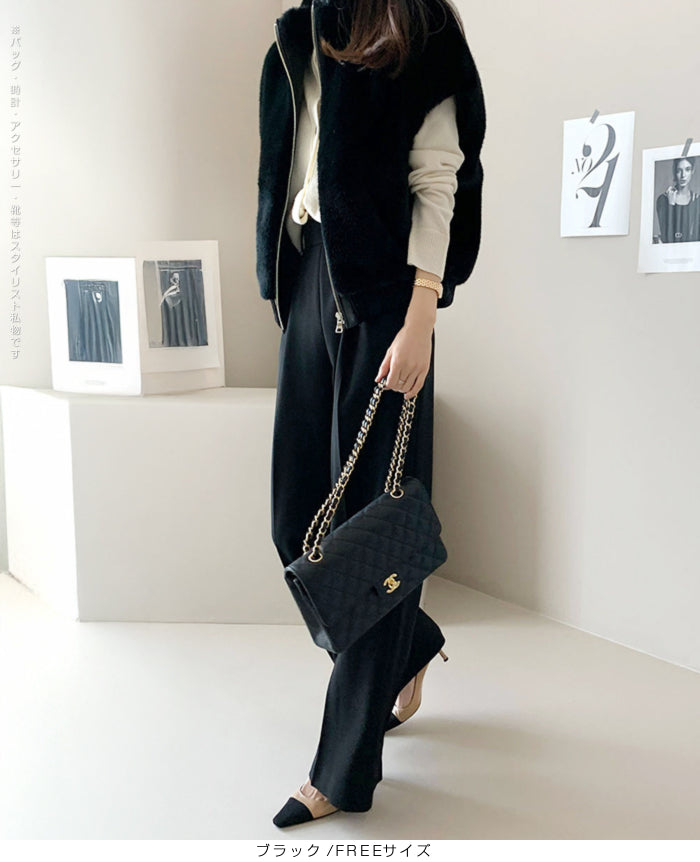 立ち襟フェイクファーベスト