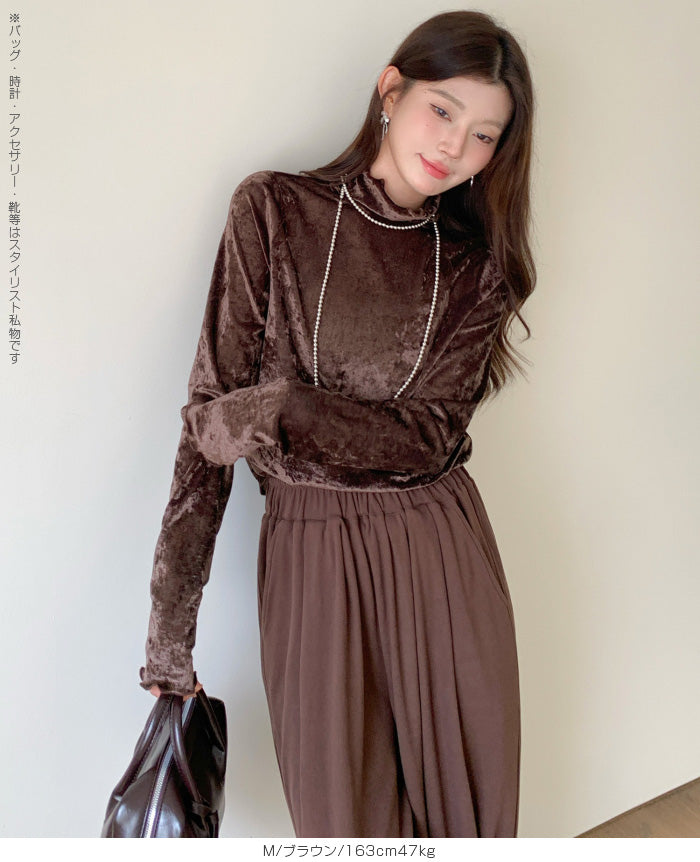 シアーフロッキーベロア見えメロートップス