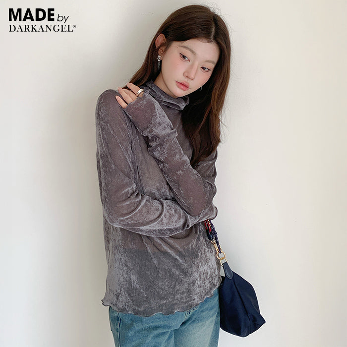 シアーフロッキーベロア見えメロートップス