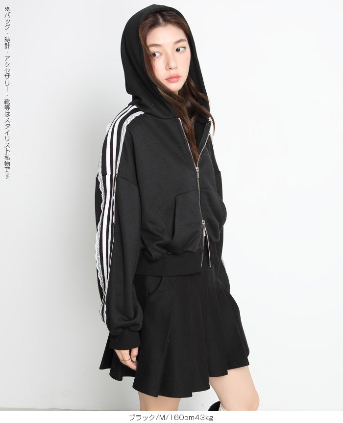 サイドラインダブルジップパーカー