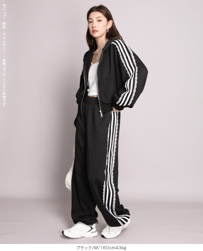 サイドラインダブルジップパーカー