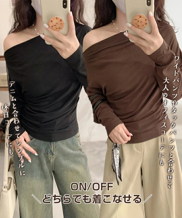 ワンショルサイドタックカットソー