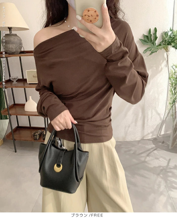 ワンショルサイドタックカットソー