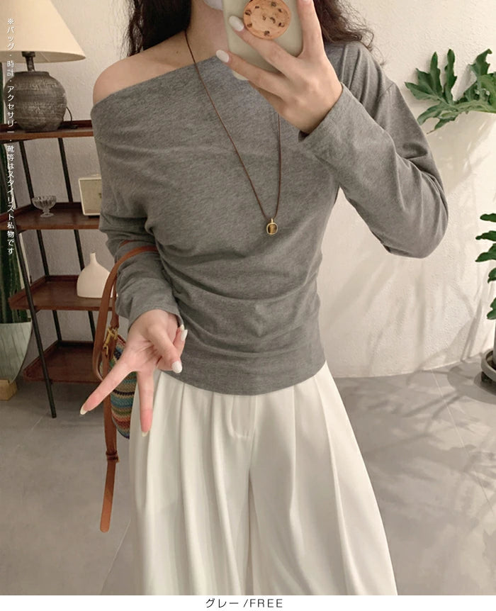 ワンショルサイドタックカットソー