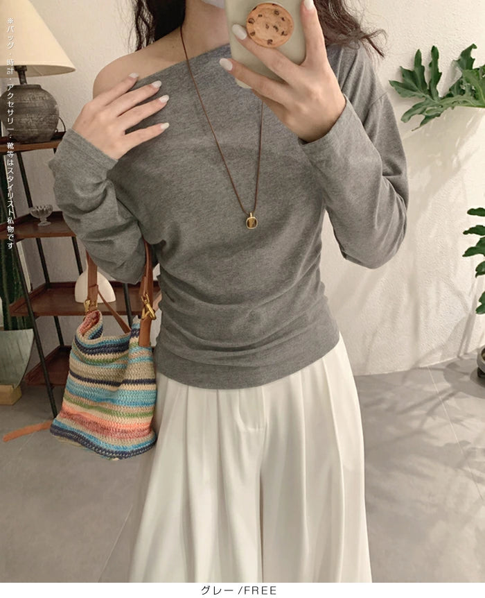 ワンショルサイドタックカットソー