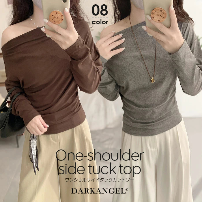 ワンショルサイドタックカットソー