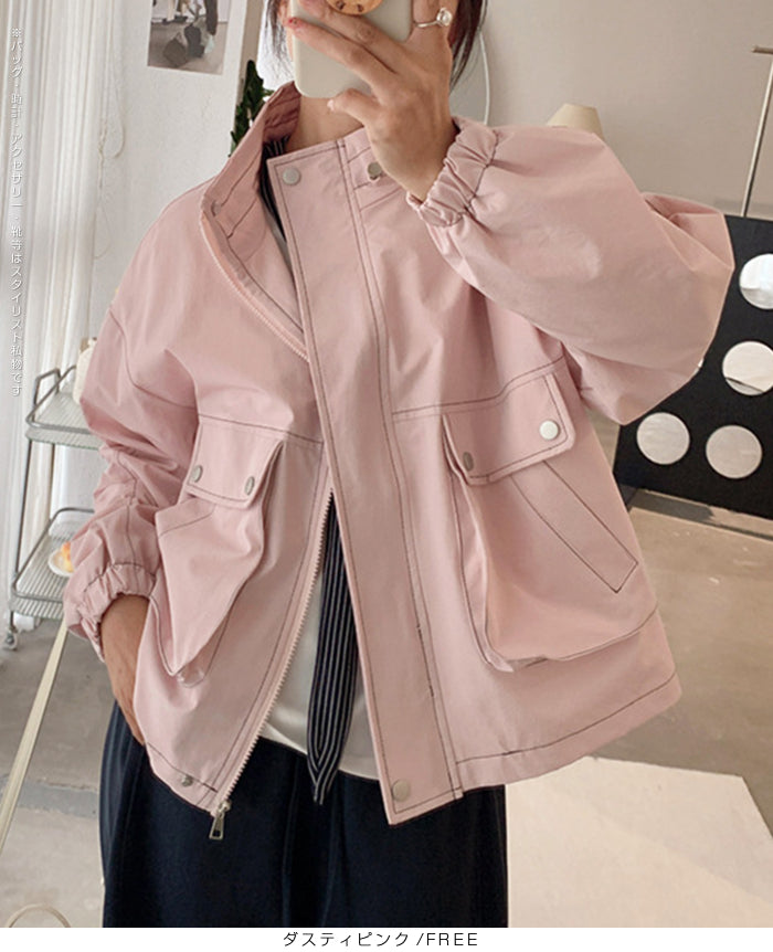 スタンドカラーショートブルゾン