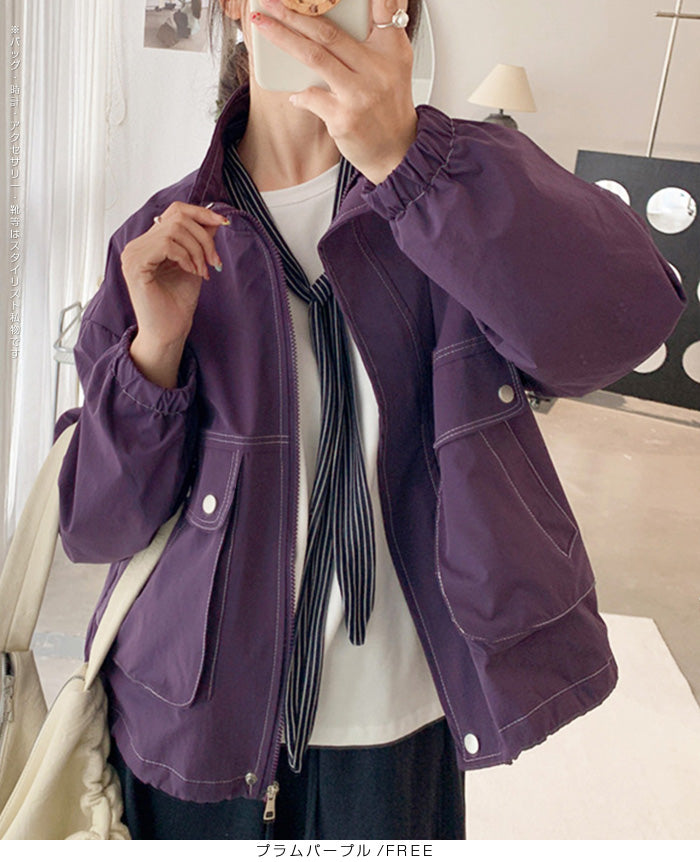 スタンドカラーショートブルゾン