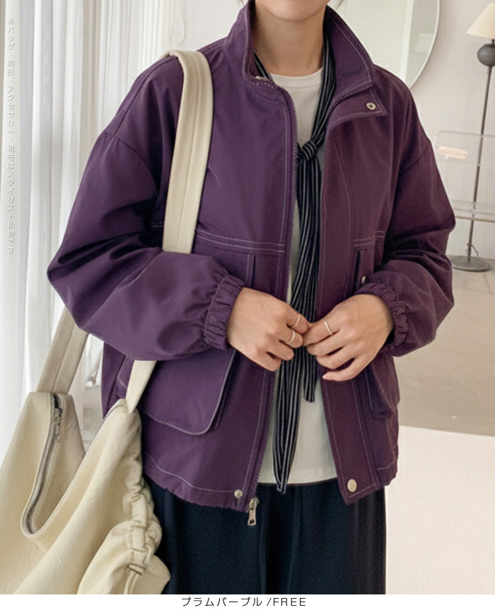 スタンドカラーショートブルゾン