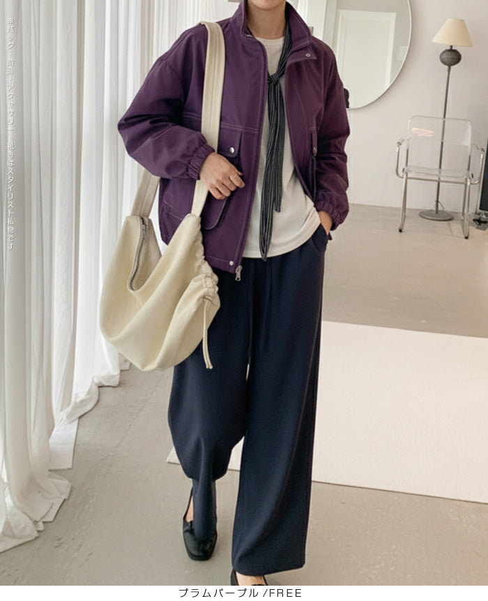 スタンドカラーショートブルゾン