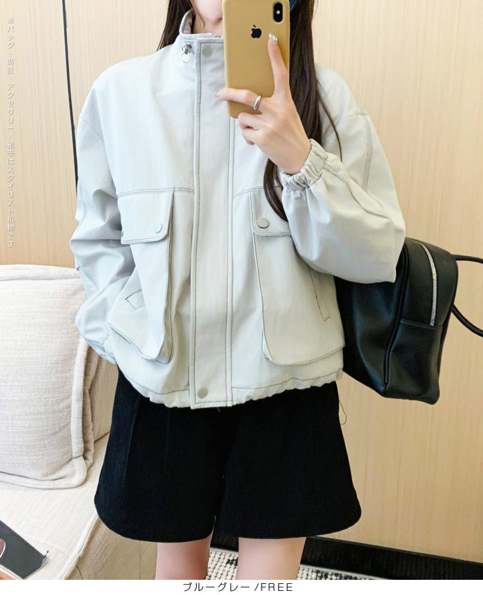 スタンドカラーショートブルゾン