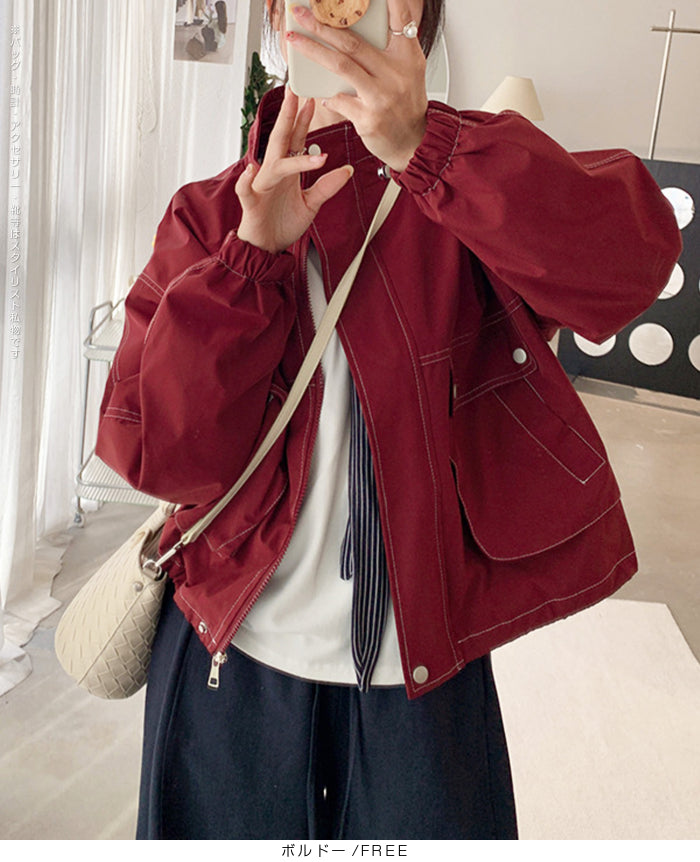 スタンドカラーショートブルゾン