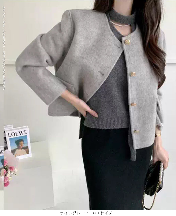 シンプルクルーネックカーディガン