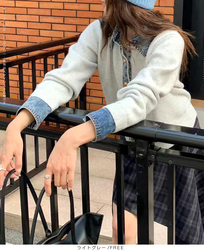 フェイクレイヤードカーディガン