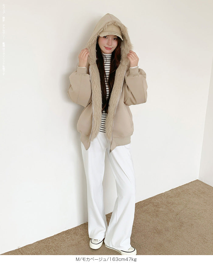 【2WAY】リバーシブル フェイクファー パーカー