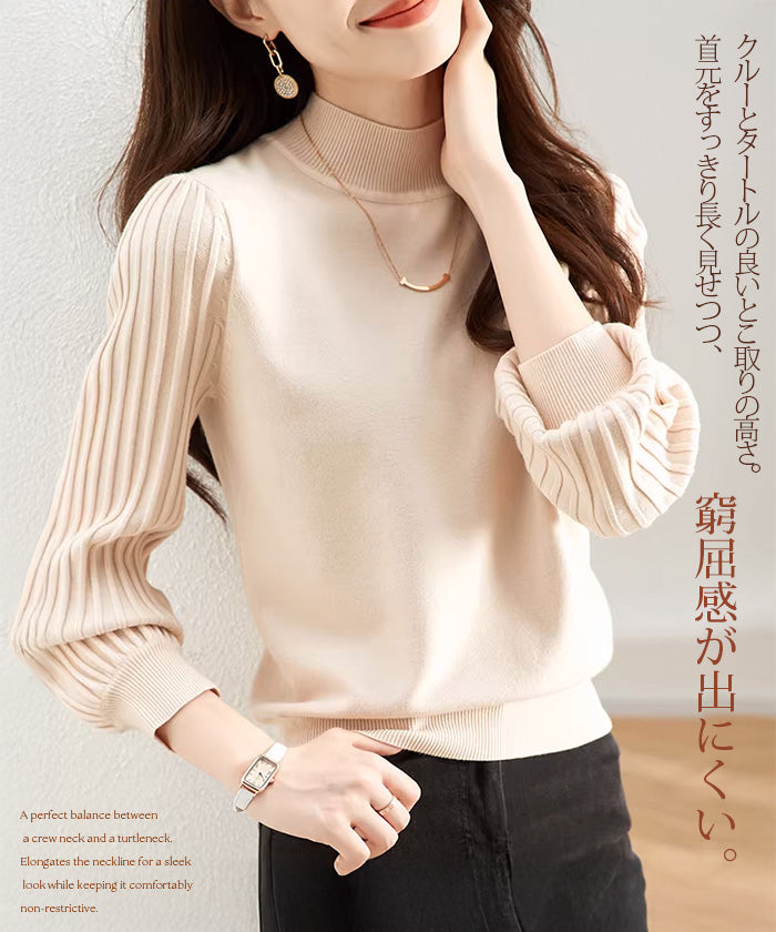 プリーツスリーブニット