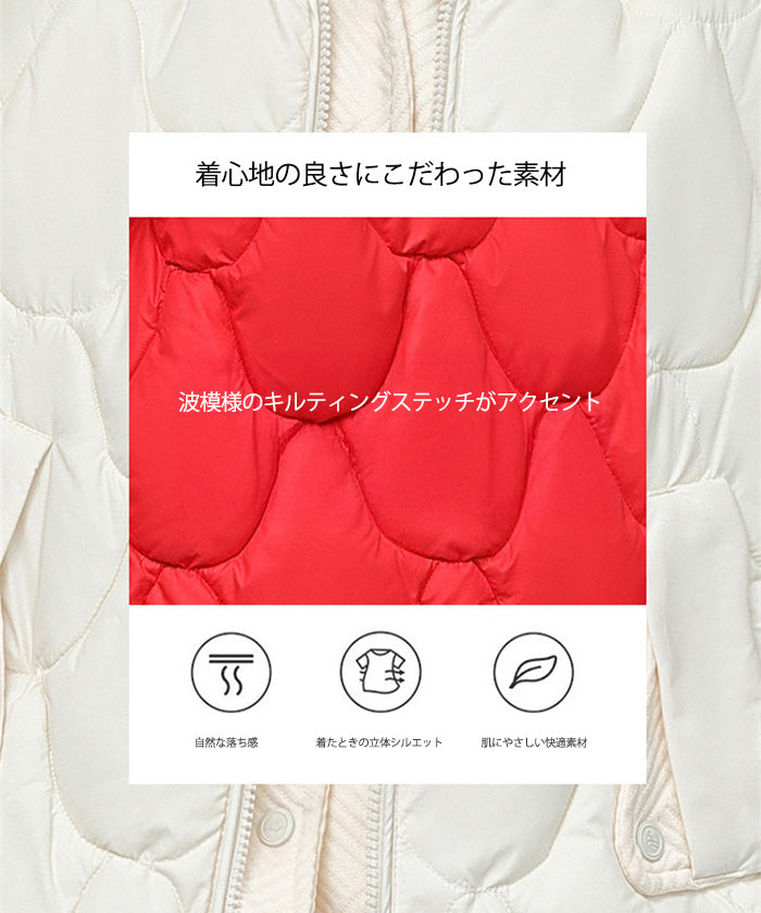 配色切替キルティング中綿フードジャケット