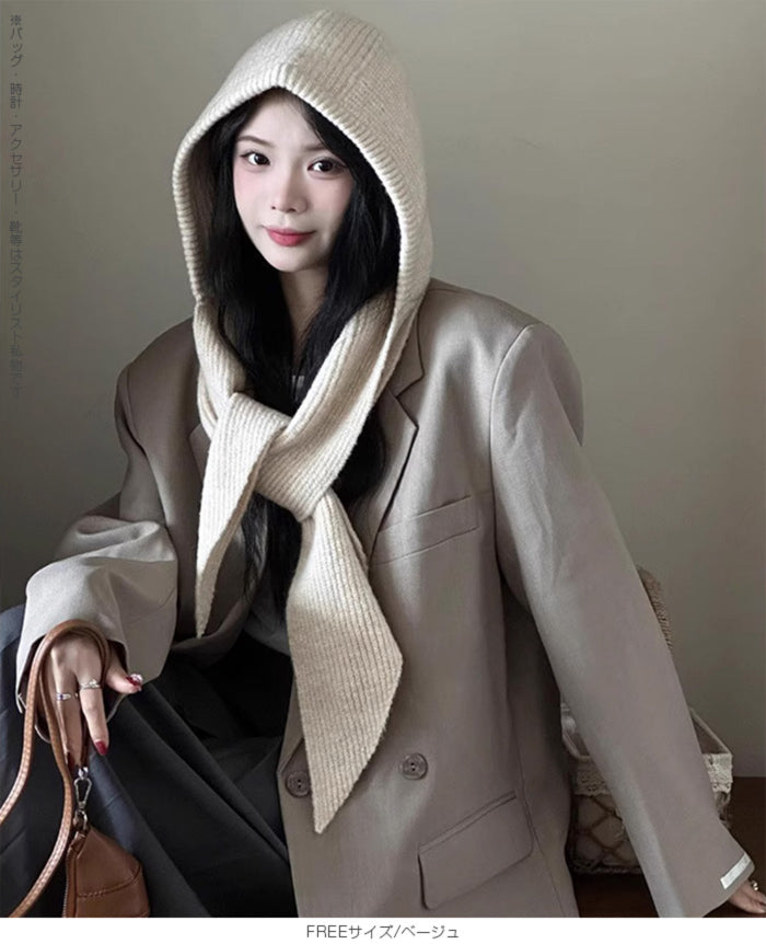 ストールリブニットフーディー