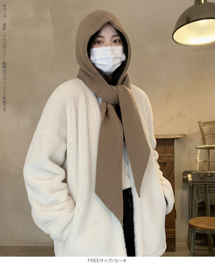 ストールリブニットフーディー