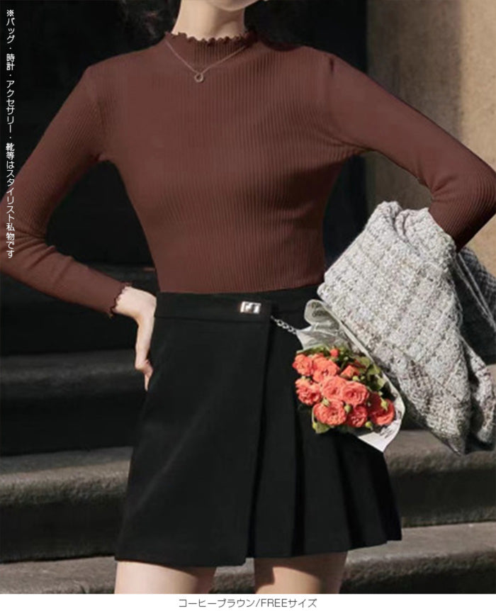 メロウフリルリブニット